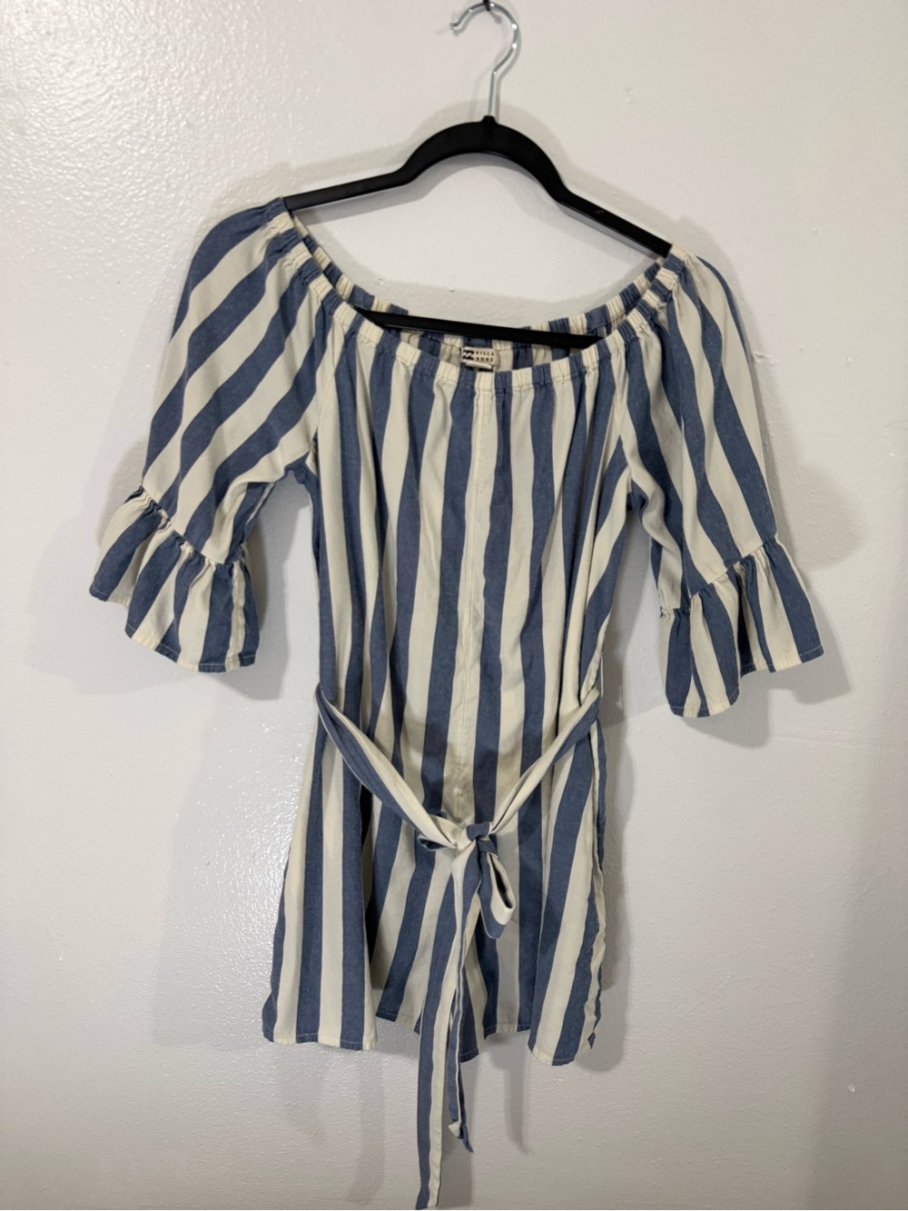 Billabong Blue and White Striped High Waist Women's Shorts